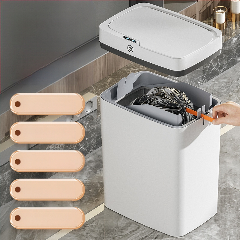 Išmanioji šiukšliadėžė be prisilietimo su atviru dangčiu, automatiškai pakuojama išmanioji šiukšliadėžė vonios kambario tarpui