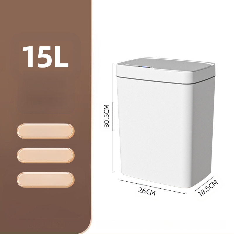 Išmanioji šiukšliadėžė be prisilietimo su atviru dangčiu, automatiškai pakuojama išmanioji šiukšliadėžė vonios kambario tarpui
