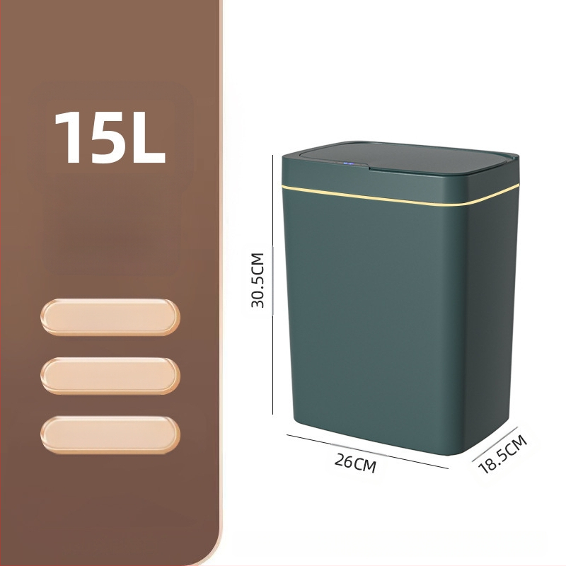 Išmanioji šiukšliadėžė be prisilietimo su atviru dangčiu, automatiškai pakuojama išmanioji šiukšliadėžė vonios kambario tarpui