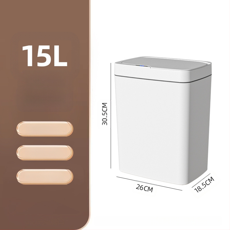Išmanioji šiukšliadėžė be prisilietimo su atviru dangčiu, automatiškai pakuojama išmanioji šiukšliadėžė vonios kambario tarpui