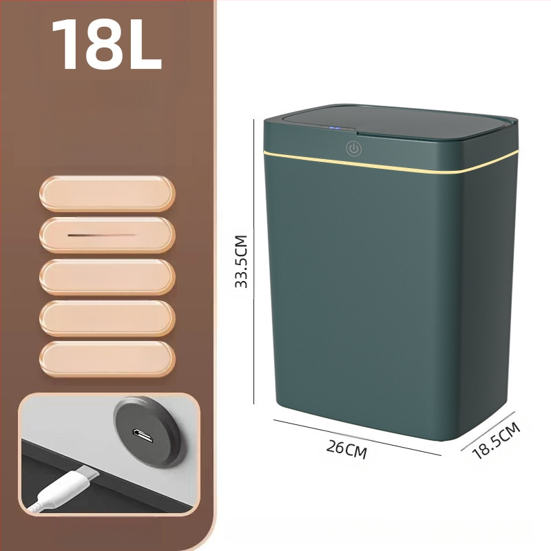 Išmanioji šiukšliadėžė be prisilietimo su atviru dangčiu, automatiškai pakuojama išmanioji šiukšliadėžė vonios kambario tarpui