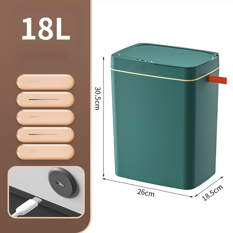 Išmanioji šiukšliadėžė be prisilietimo su atviru dangčiu, automatiškai pakuojama išmanioji šiukšliadėžė vonios kambario tarpui