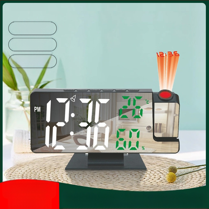 LED-digitaalse ekraaniga äratuskella edasilükkamise heleduse reguleerimise peegli vaigistamine punase joone projektsiooniga 3718 äratuskell peeglikell