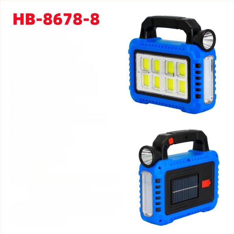 Uus päikeseenergial laetav multifunktsionaalne kaasaskantav lamp välistingimustes kasutatav tugev valgusvalgustus prožektor avariitöölamp taskulamp