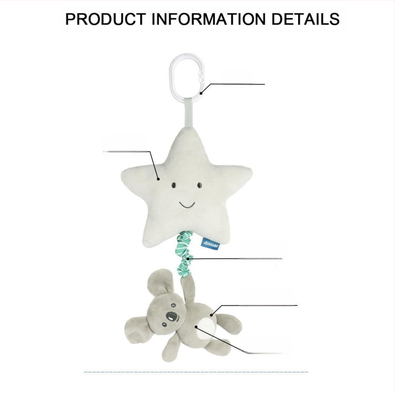 Nordic INS stiilis beebilooma kelluke, multifilmiloomade ripats, beebimuusikakarp, autosse riputatav mänguasi, 0-3 aastat vana