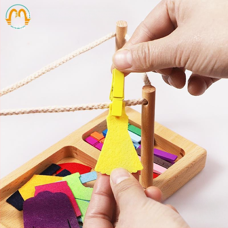 Montessori Montessori priežiūros mokymo priemonės drabužiams džiovinti, smulkiosios motorikos lavinimas, kasdienio gyvenimo segtukų rinkinys