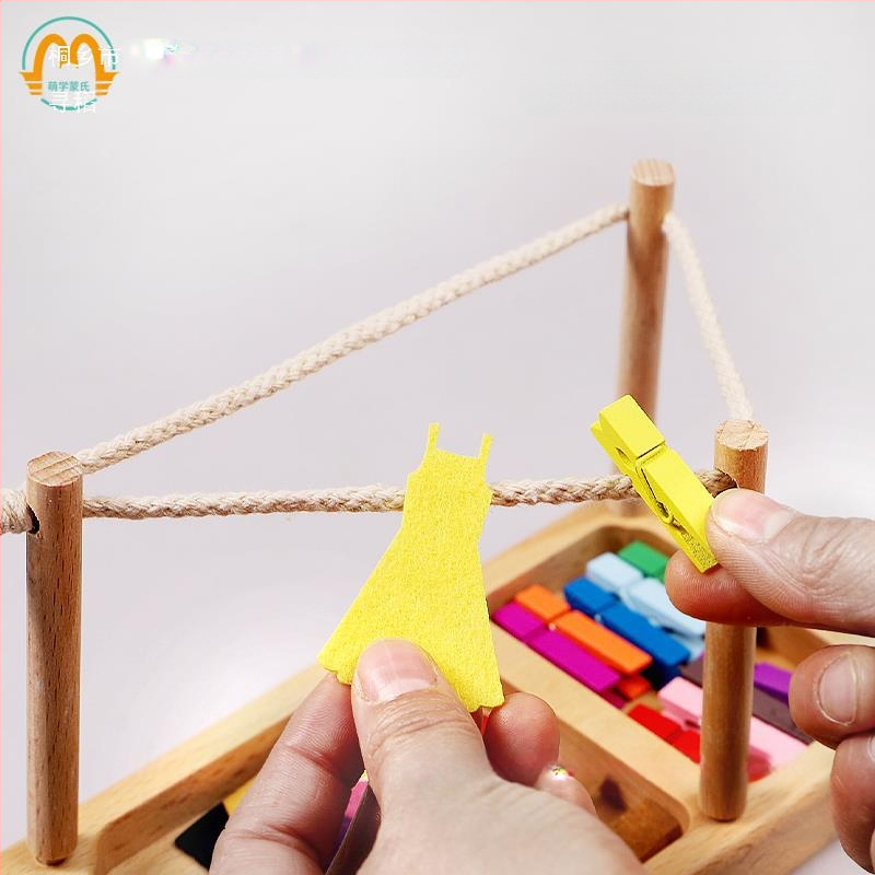 Montessori Montessori priežiūros mokymo priemonės drabužiams džiovinti, smulkiosios motorikos lavinimas, kasdienio gyvenimo segtukų rinkinys