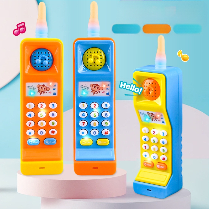Mobilā tālruņa rotaļlietas simulācija bērniem ar analogu telefona skaņu un vieglo mūziku zēniem un meitenēm, izglītojošs gaismas rotaļu modelis