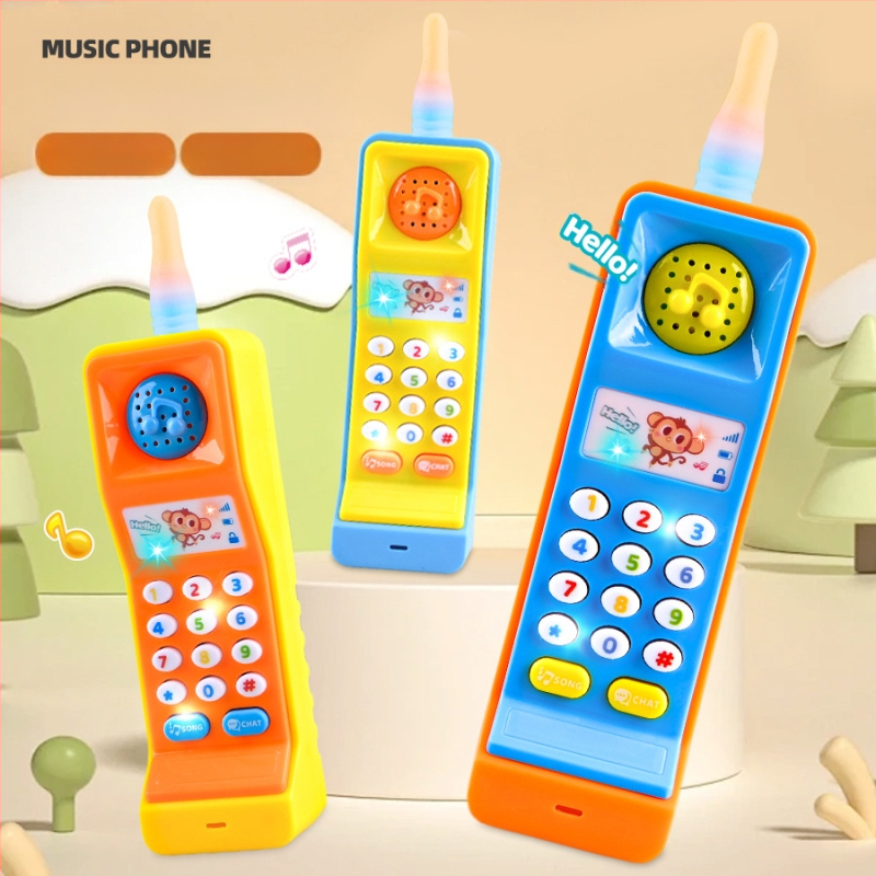 Mobilā tālruņa rotaļlietas simulācija bērniem ar analogu telefona skaņu un vieglo mūziku zēniem un meitenēm, izglītojošs gaismas rotaļu modelis