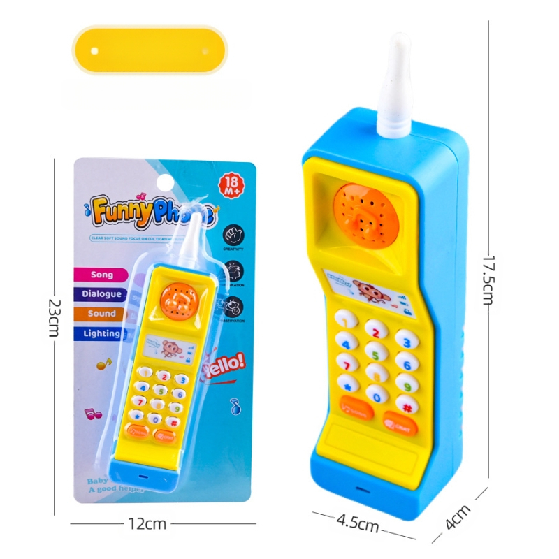 Mobilā tālruņa rotaļlietas simulācija bērniem ar analogu telefona skaņu un vieglo mūziku zēniem un meitenēm, izglītojošs gaismas rotaļu modelis