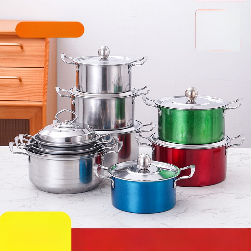 Tarpvalstybinis nerūdijančio plieno puodų rinkinys, trijų dalių puodų rinkinys, dovanų binauralinis sriubos puodų rinkinys, šešių dalių puodų rinkinys, didmeninė prekyba