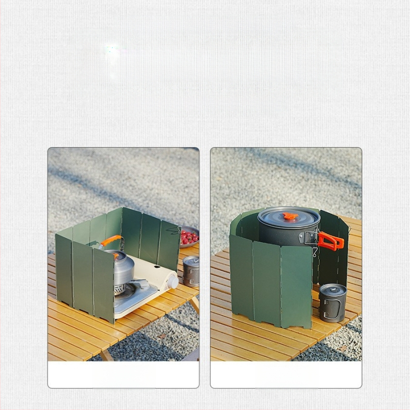 Telkimisvarustusega välistingimustes kasutatav kokkupandav tuule suunaja rauast kassettahju mitmekülgne tuulekindel kate kümme korda äge pliit tuulekindel laud hulgimüük