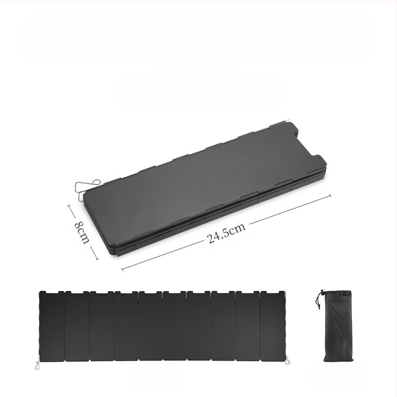 Telkimisvarustusega välistingimustes kasutatav kokkupandav tuule suunaja rauast kassettahju mitmekülgne tuulekindel kate kümme korda äge pliit tuulekindel laud hulgimüük