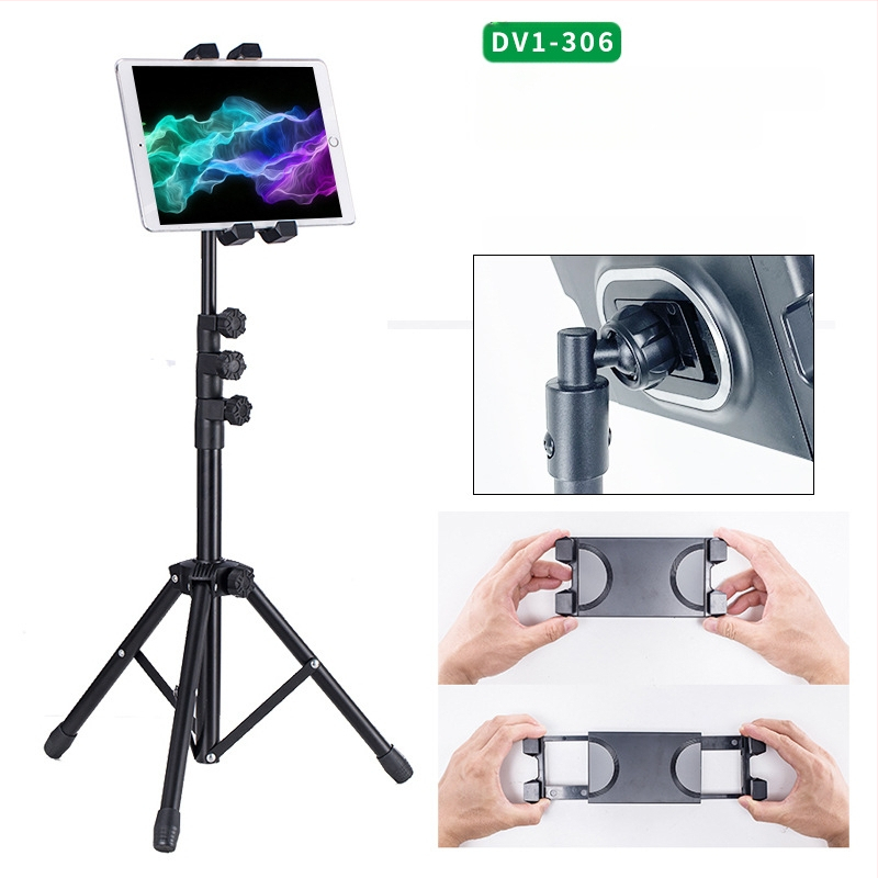 Hulgimüük tahvelarvuti alus põrandale 12-tolline must statiivialus sissetõmmatav 1,6 m laisk mobiiltelefoni alus kohaletoimetamiseks