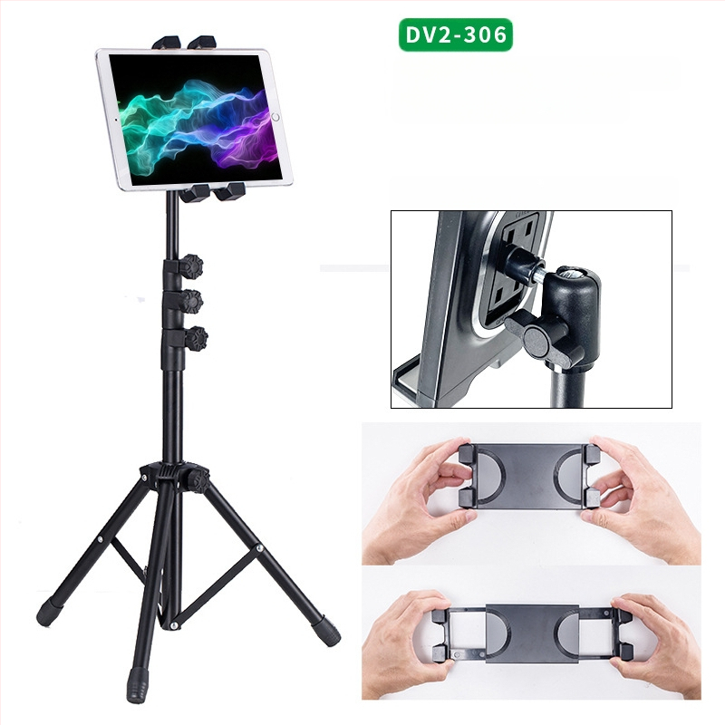 Hulgimüük tahvelarvuti alus põrandale 12-tolline must statiivialus sissetõmmatav 1,6 m laisk mobiiltelefoni alus kohaletoimetamiseks