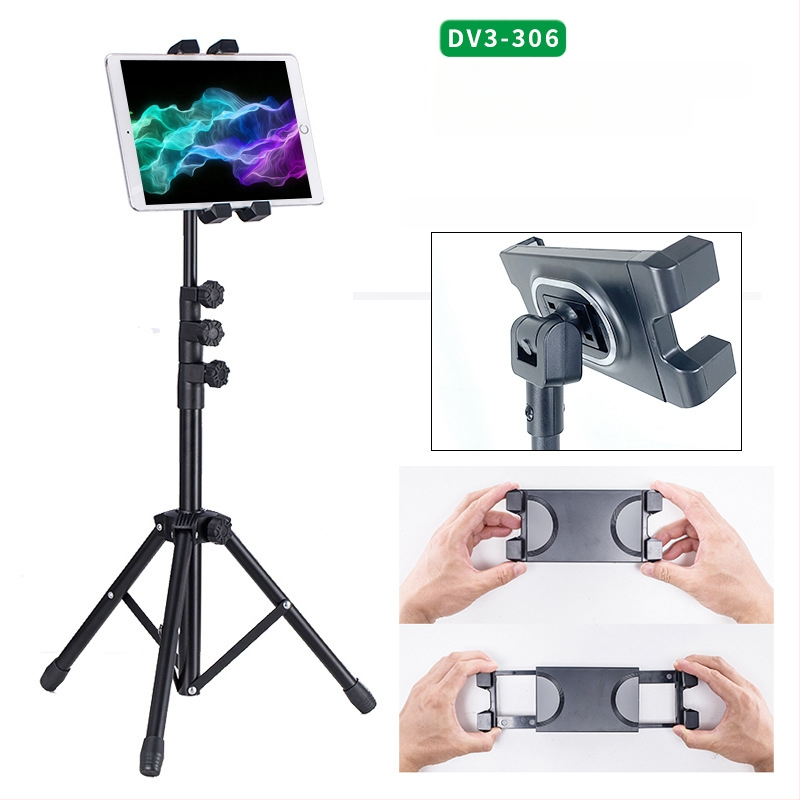 Hulgimüük tahvelarvuti alus põrandale 12-tolline must statiivialus sissetõmmatav 1,6 m laisk mobiiltelefoni alus kohaletoimetamiseks