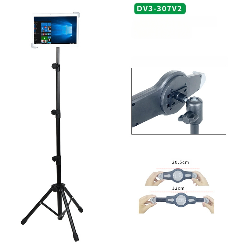 Hulgimüük tahvelarvuti alus põrandale 12-tolline must statiivialus sissetõmmatav 1,6 m laisk mobiiltelefoni alus kohaletoimetamiseks