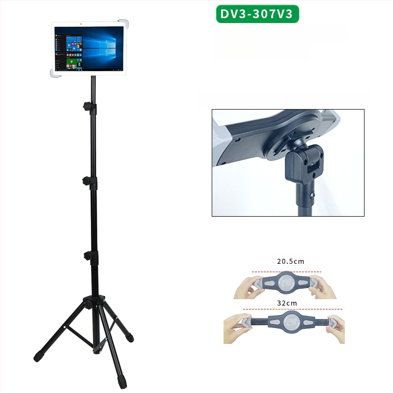 Hulgimüük tahvelarvuti alus põrandale 12-tolline must statiivialus sissetõmmatav 1,6 m laisk mobiiltelefoni alus kohaletoimetamiseks