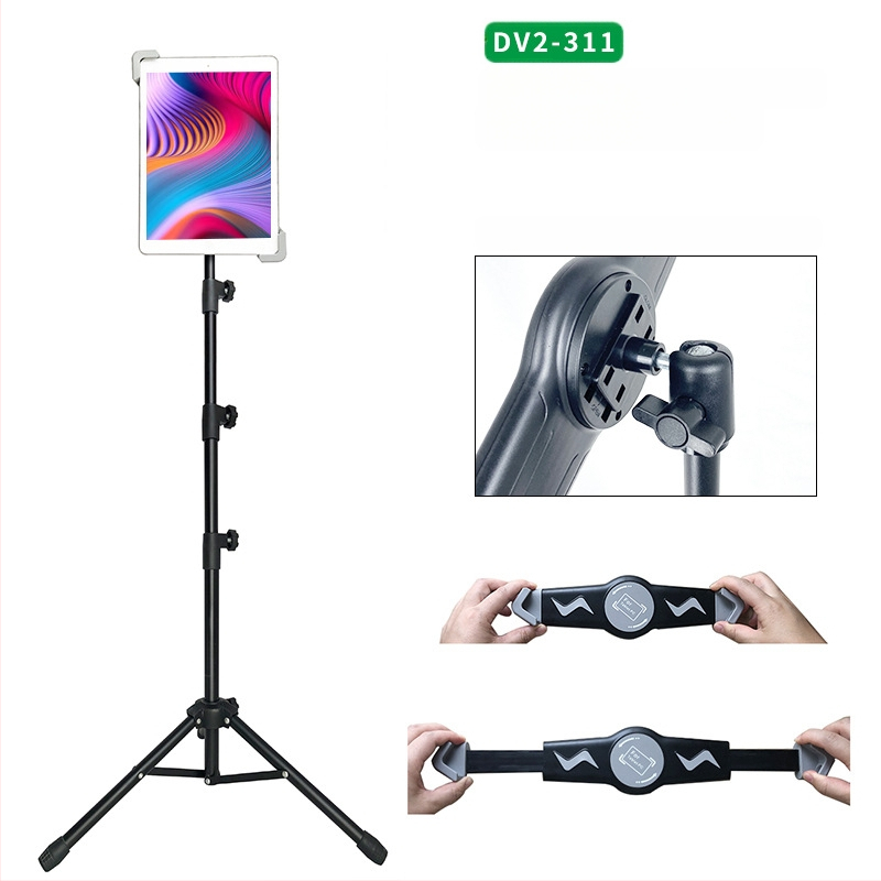 Hulgimüük tahvelarvuti alus põrandale 12-tolline must statiivialus sissetõmmatav 1,6 m laisk mobiiltelefoni alus kohaletoimetamiseks