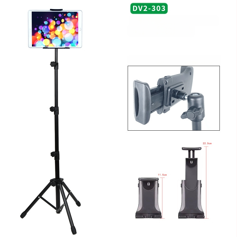 Hulgimüük tahvelarvuti alus põrandale 12-tolline must statiivialus sissetõmmatav 1,6 m laisk mobiiltelefoni alus kohaletoimetamiseks