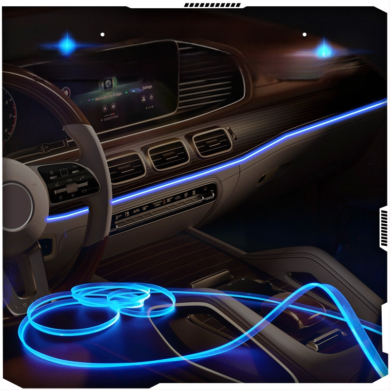 Pārrobežu jauns 64 krāsu automašīnas atmosfēras apgaismojums krāsains centrālās vadības lietotnes mūzikas ritma apgaismojums bez diegiem USB dekoratīvs apgaismojums