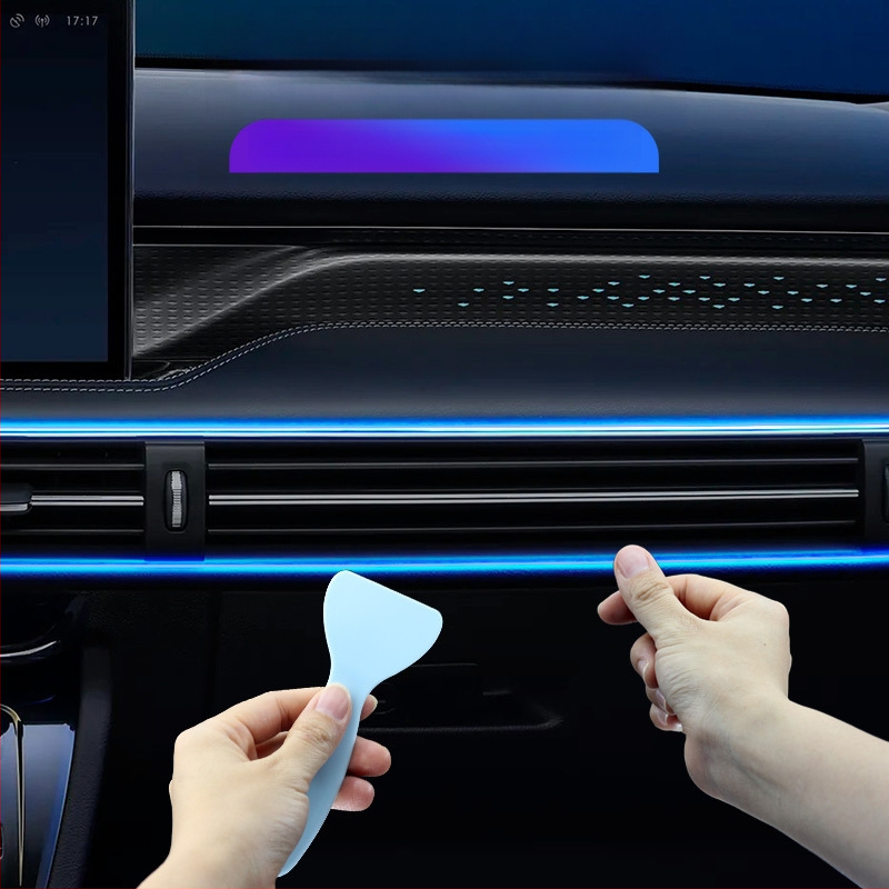 Naujas tarpvalstybinis 64 spalvų automobilio atmosferos apšvietimas, spalvingas centrinis valdymas, programėlė, muzikos ritmo šviesa, be sriegio, USB dekoratyvinis apšvietimas