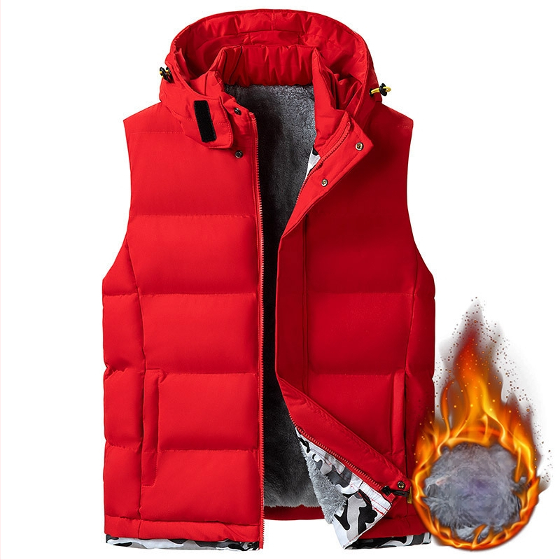 Плюс размер есенно-зимно пухено памучно яке за мъже с подвижна качулка, спортно памучно облекло, агнешко кадифено облекло, жилетка, яке с защита от студ, удебеляване