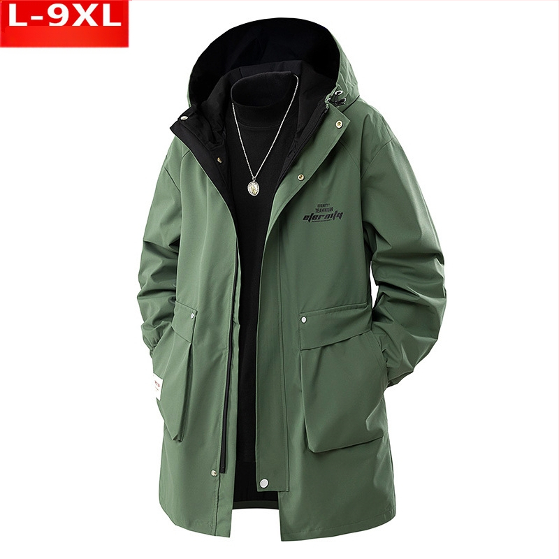 Proljetni i jesenski trendi kvalitetni muški odjevni predmeti, zgodni višenamjenski kaput s kapuljačom, debeljuškasti muški platirani kaput plus size, široki, srednje duljine