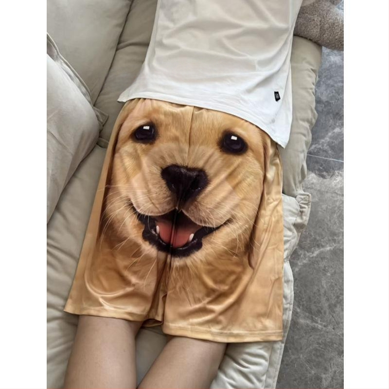Kuldsete juustega trükitud kiiresti kuivavad lühikesed püksid, pidžaamapüksid, meeste vabaajapüksid, paaripüksid, naljakad armsad koerapea spordipüksid