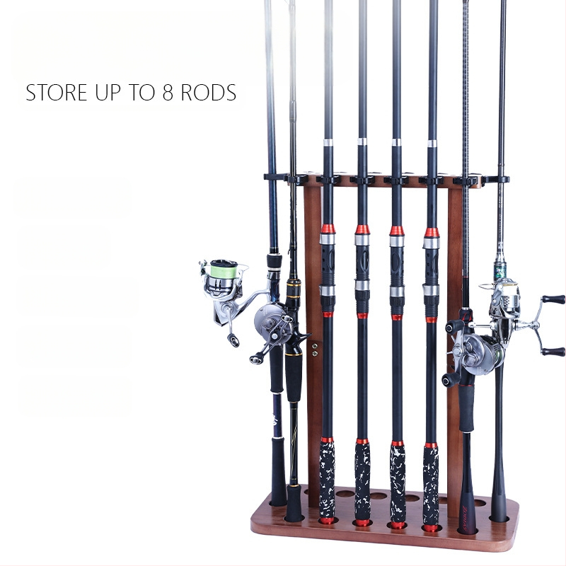 Medžio masyvo 8/14 padėčių ant grindų pastatomas meškerių stovas, meškerių laikymo lentyna be smūgių, naujas produktas, skirtas naudoti visoje šalyje