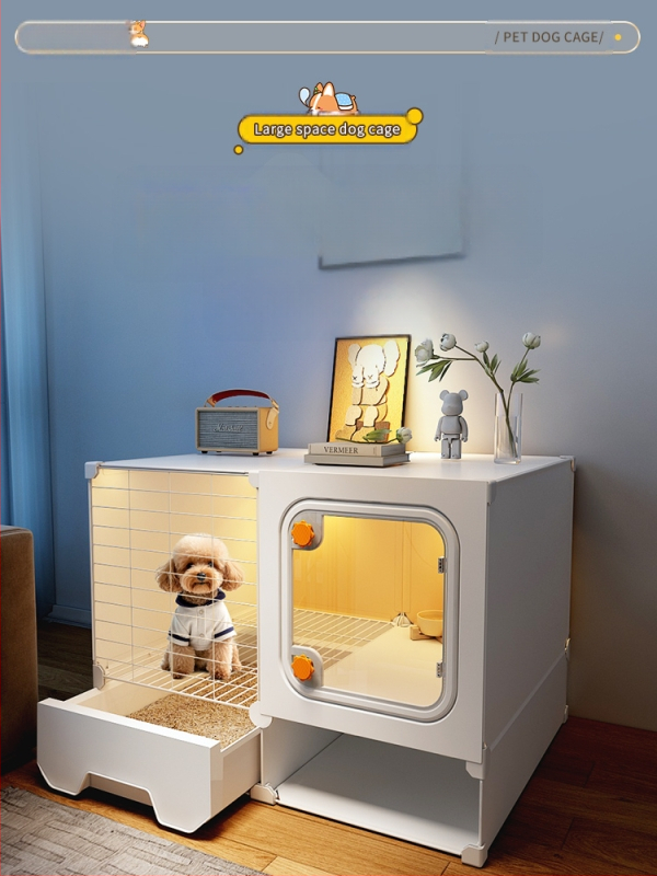 Cușcă pentru câini cu toaletă separată, o cameră, un living și o baie, cușcă pentru câini mici, cușcă pentru animale de companie de uz casnic, tip Teddy Pomeranian