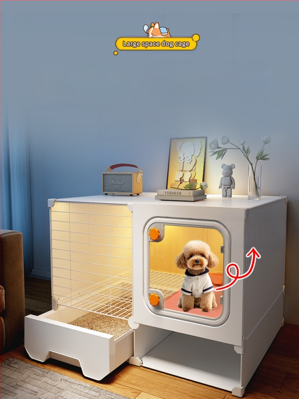 Cușcă pentru câini cu toaletă separată, o cameră, un living și o baie, cușcă pentru câini mici, cușcă pentru animale de companie de uz casnic, tip Teddy Pomeranian