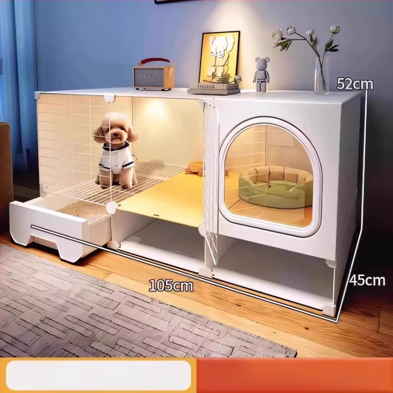 Cușcă pentru câini cu toaletă separată, o cameră, un living și o baie, cușcă pentru câini mici, cușcă pentru animale de companie de uz casnic, tip Teddy Pomeranian