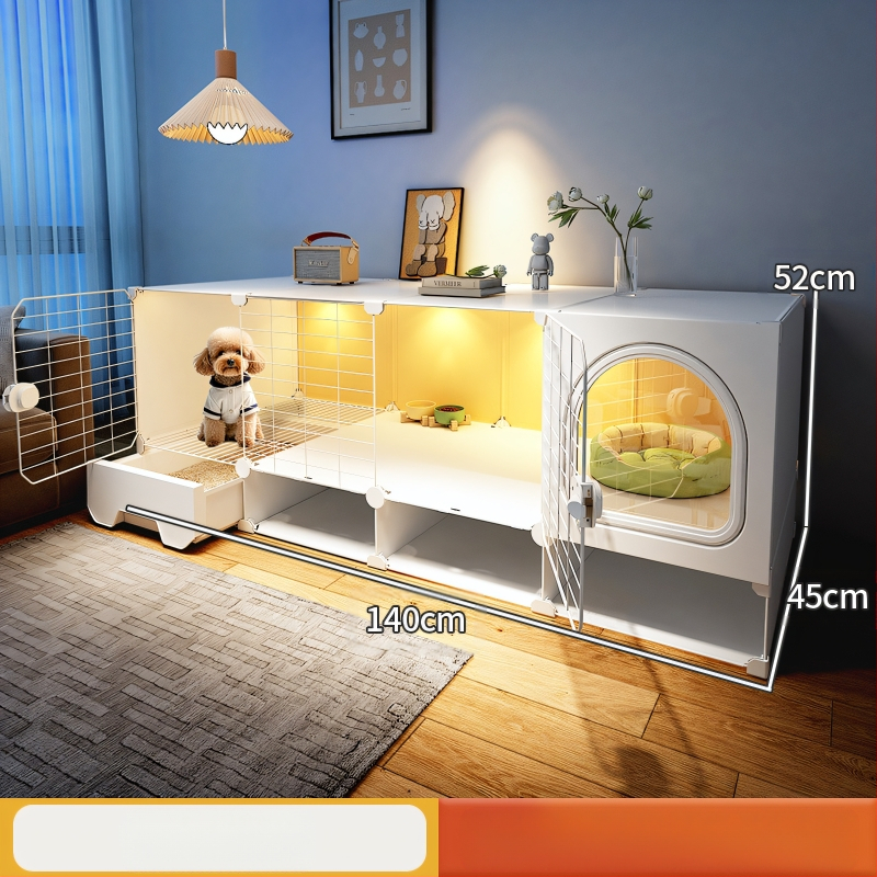 Cușcă pentru câini cu toaletă separată, o cameră, un living și o baie, cușcă pentru câini mici, cușcă pentru animale de companie de uz casnic, tip Teddy Pomeranian
