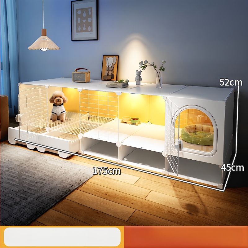 Cușcă pentru câini cu toaletă separată, o cameră, un living și o baie, cușcă pentru câini mici, cușcă pentru animale de companie de uz casnic, tip Teddy Pomeranian
