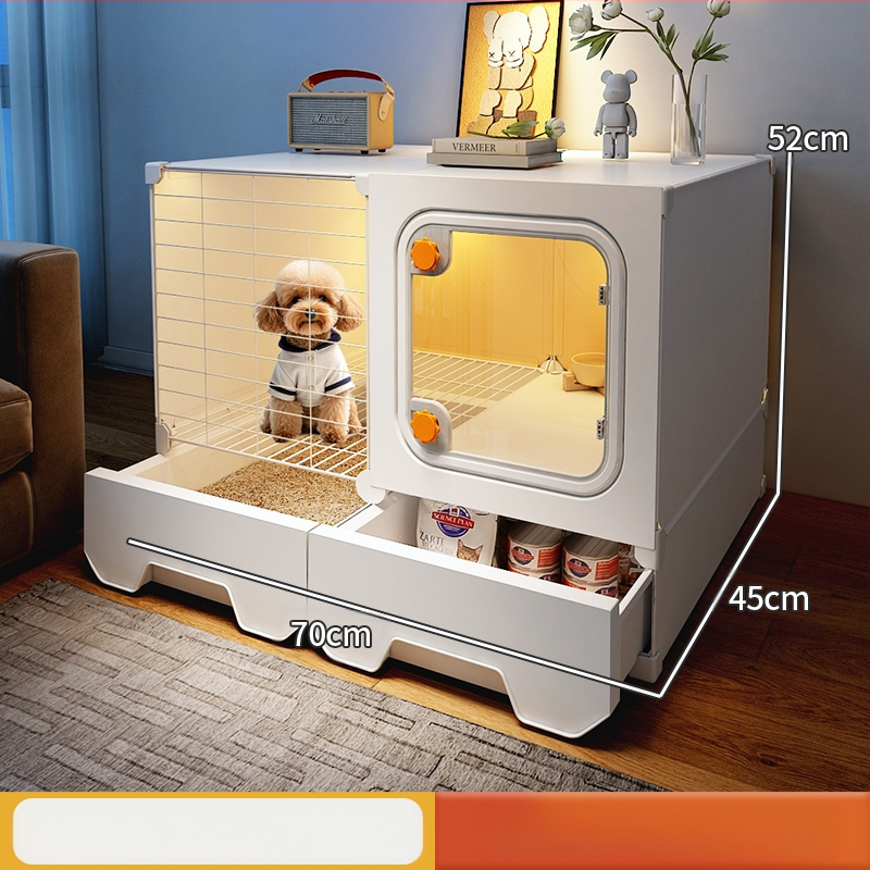 Cușcă pentru câini cu toaletă separată, o cameră, un living și o baie, cușcă pentru câini mici, cușcă pentru animale de companie de uz casnic, tip Teddy Pomeranian