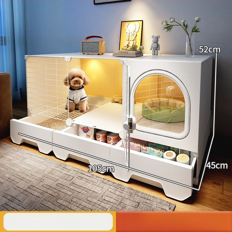 Cușcă pentru câini cu toaletă separată, o cameră, un living și o baie, cușcă pentru câini mici, cușcă pentru animale de companie de uz casnic, tip Teddy Pomeranian