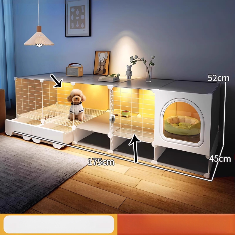 Cușcă pentru câini cu toaletă separată, o cameră, un living și o baie, cușcă pentru câini mici, cușcă pentru animale de companie de uz casnic, tip Teddy Pomeranian