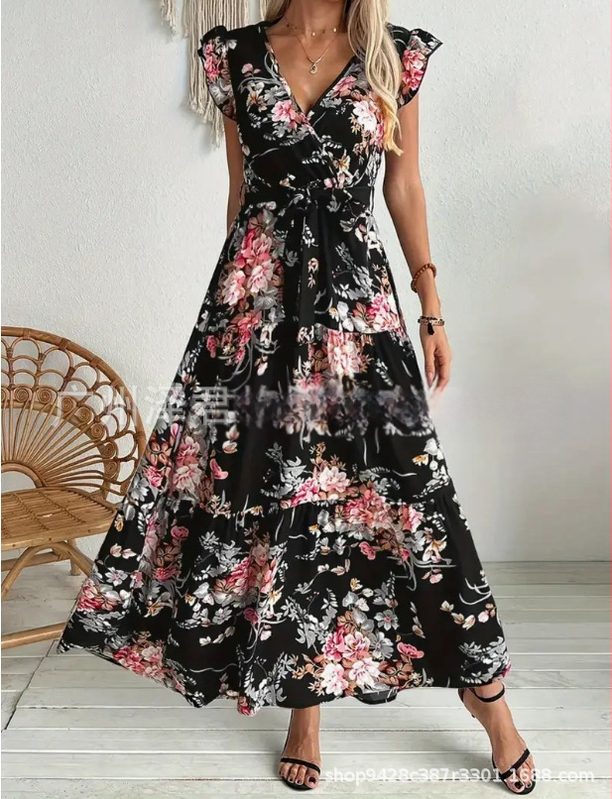 Naiste pluss-suuruses uued 2025. aasta Euroopa ja Ameerika Amazoni piiriülesed suvised uued naiste V-kaelusega trükiga pluusid