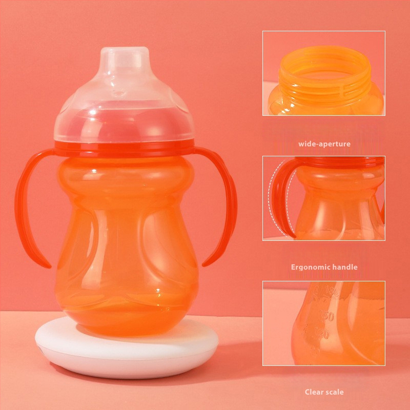Super plati burna PP kūdikio ančiuko puodelis, nepralaidus ir neužspringstantis vaikams, skirtas tiesioginio gėrimo mokymosi puodelis su rankena, skirtas lavinti visą puodelį
