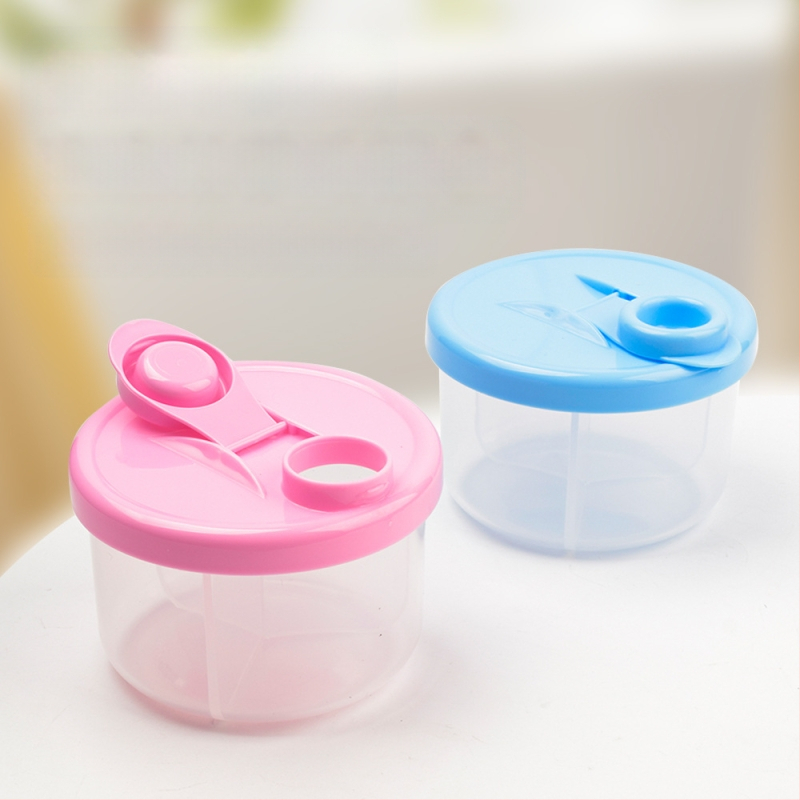 Nauja kūdikių pieno miltelių pakavimo dėžutė, patogi trijų skyrių pieno miltelių laikymo dėžutė, nuimamas pieno miltelių indelis, didmeninė prekyba 300 ml