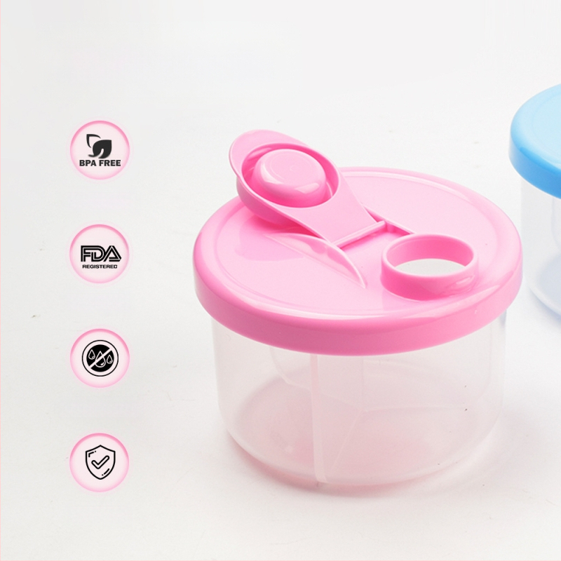 Nauja kūdikių pieno miltelių pakavimo dėžutė, patogi trijų skyrių pieno miltelių laikymo dėžutė, nuimamas pieno miltelių indelis, didmeninė prekyba 300 ml