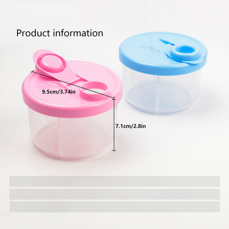 Nauja kūdikių pieno miltelių pakavimo dėžutė, patogi trijų skyrių pieno miltelių laikymo dėžutė, nuimamas pieno miltelių indelis, didmeninė prekyba 300 ml