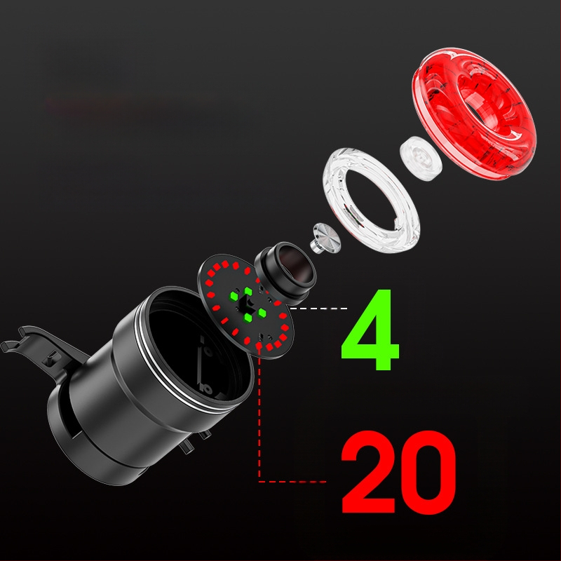 „Yinji SR1pro“ išmanusis dviračio galinis žibintas, C tipo įkrovimas, vandeniui atsparus, naktinio važiavimo galinis žibintas, stabdžių indukcinis galinis žibintas