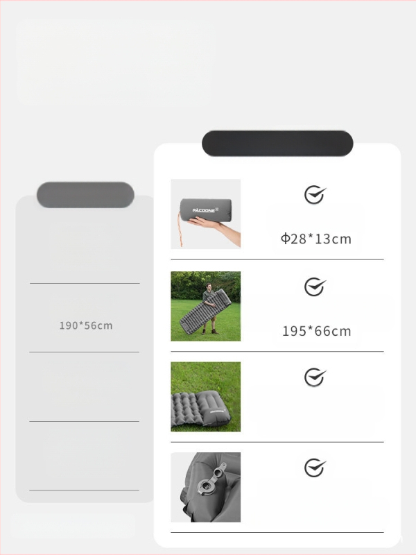 „Pacoone“ pripučiamas čiužinys, palapinė, lauko stovyklavimo stiliaus miegojimo kilimėlis, sutankintas TPU viengulis čiužinys, nešiojamas lauko drėgmei atsparus kilimėlis