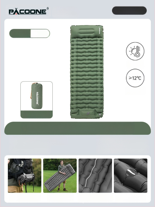 „Pacoone“ pripučiamas čiužinys, palapinė, lauko stovyklavimo stiliaus miegojimo kilimėlis, sutankintas TPU viengulis čiužinys, nešiojamas lauko drėgmei atsparus kilimėlis