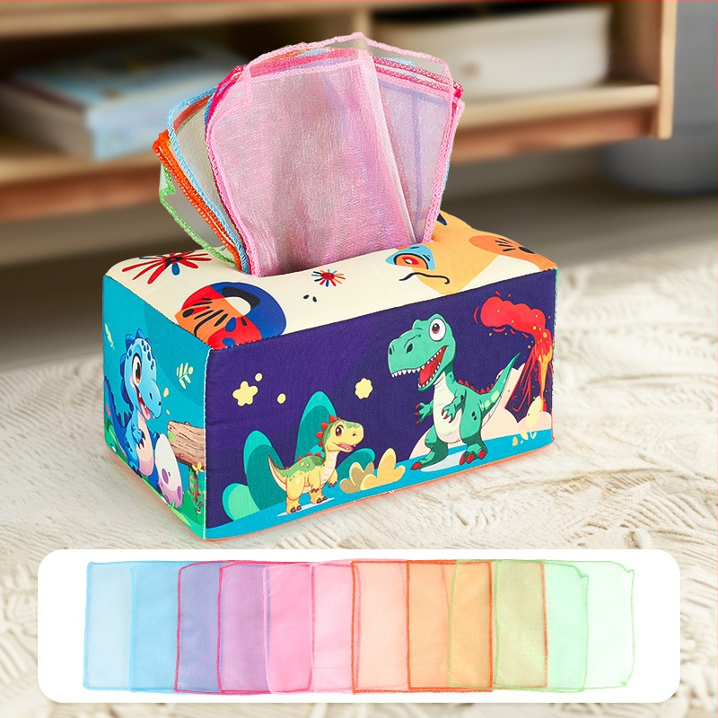 Kūdikių linksmybės, audinių dėžutė, vaikiška audinių knyga, dėlionė, ankstyvojo ugdymo žiedas, popierius, gali įkąsti, 0–3 metų naujagimio raminamieji žaislai