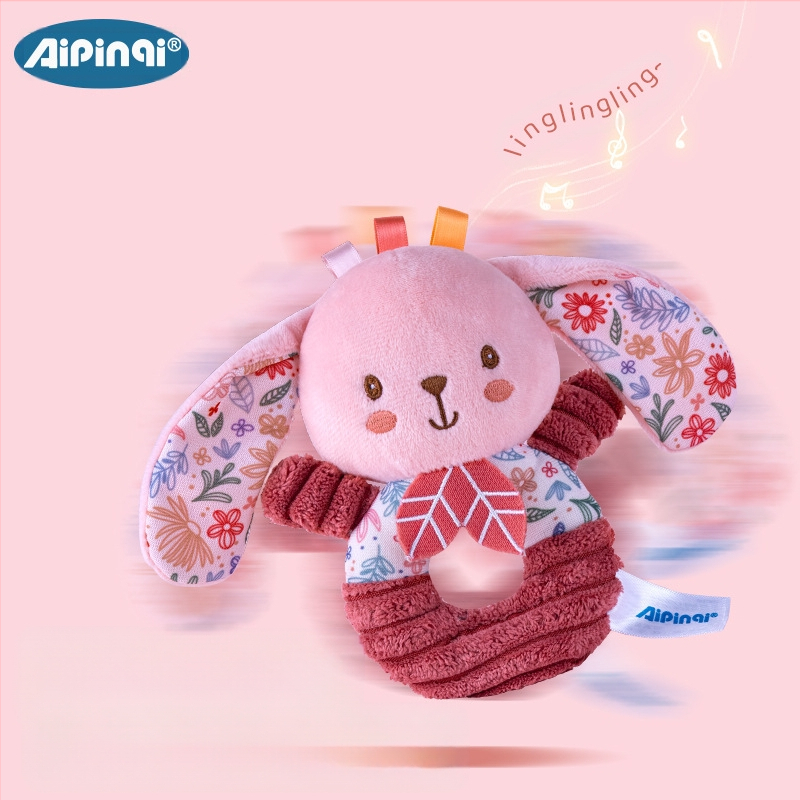 Aipinqi naujas rožinis rankinis žiedas naujagimiui pliušinis žaislas naujagimiui 0-1 metų kūdikiui BB lazdelės formos varpelis