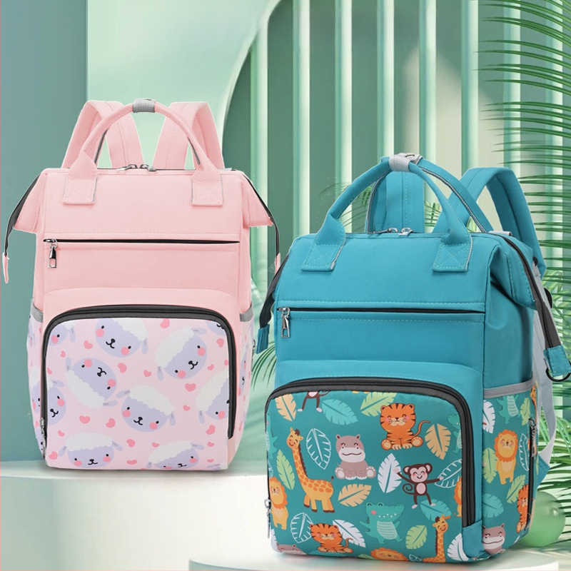 Egyrészes nagy kapacitású anya-baba anyuci táska új nyomtatott divatos baba anyuka kimenő hátizsák nyomtatható baba szövettáska