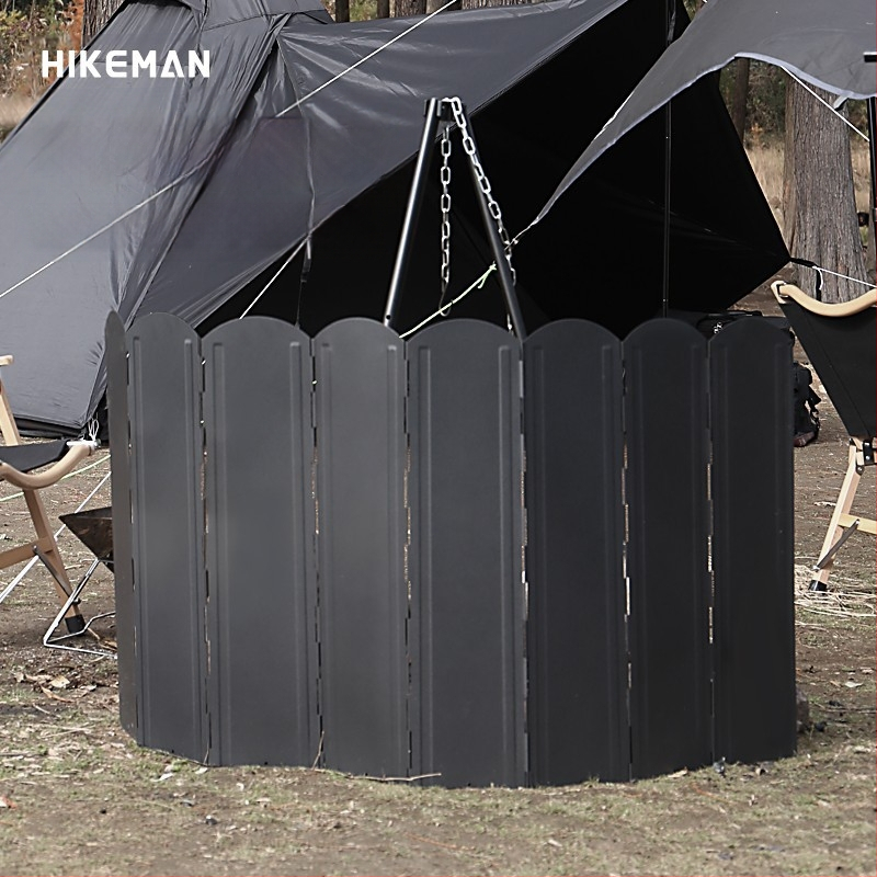 Õues must suur tuuleklaas telkimiseks BBQ lõkkepliit kokkupandav köögitarbed tsingitud leht soojust koguv tuuleklaas